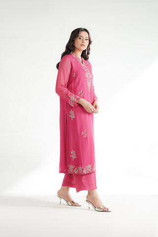 2 Piece Chiffon Embroidered Suit (FL0223)