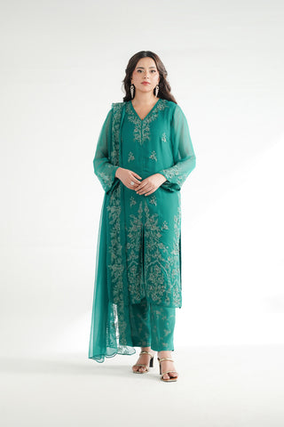 3 Piece Chiffon Embroidered Suit (FW0034)