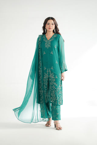 3 Piece Chiffon Embroidered Suit (FW0034)