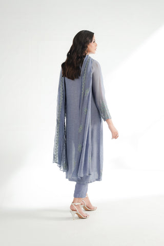 3 Piece Khaddi Net Embroidered Suit (FL0225)