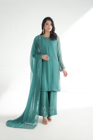 3 Piece Chiffon Embroidered Suit (FL0221)