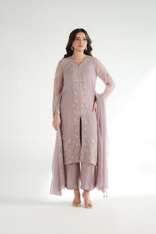 3 Piece Chiffon Embroidered Suit (FL0232)