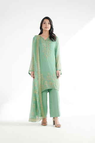 3 Piece Chiffon Embroidered Suit (FS0204)