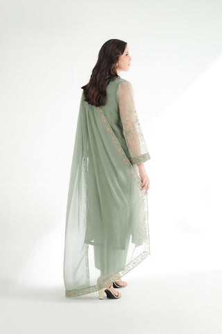 3 Piece Organza Embroidered Suit (FL0187)