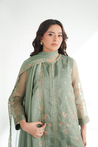 3 Piece Organza Embroidered Suit (FL0187)
