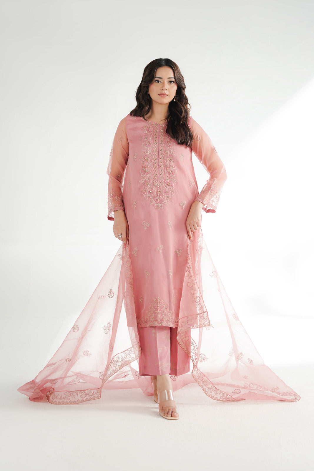 3 Piece Organza Embroidered Suit (FL0224)
