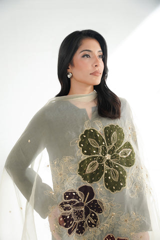 1 Piece Synthetic Organza Embroidered Dupatta (FD0129)