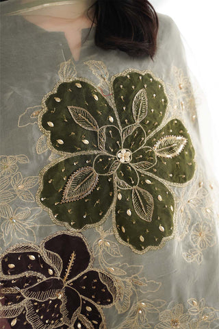 1 Piece Synthetic Organza Embroidered Dupatta (FD0129)