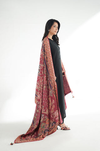 1 Piece Printed Raw Silk Embroidered Shawl (FH0032)