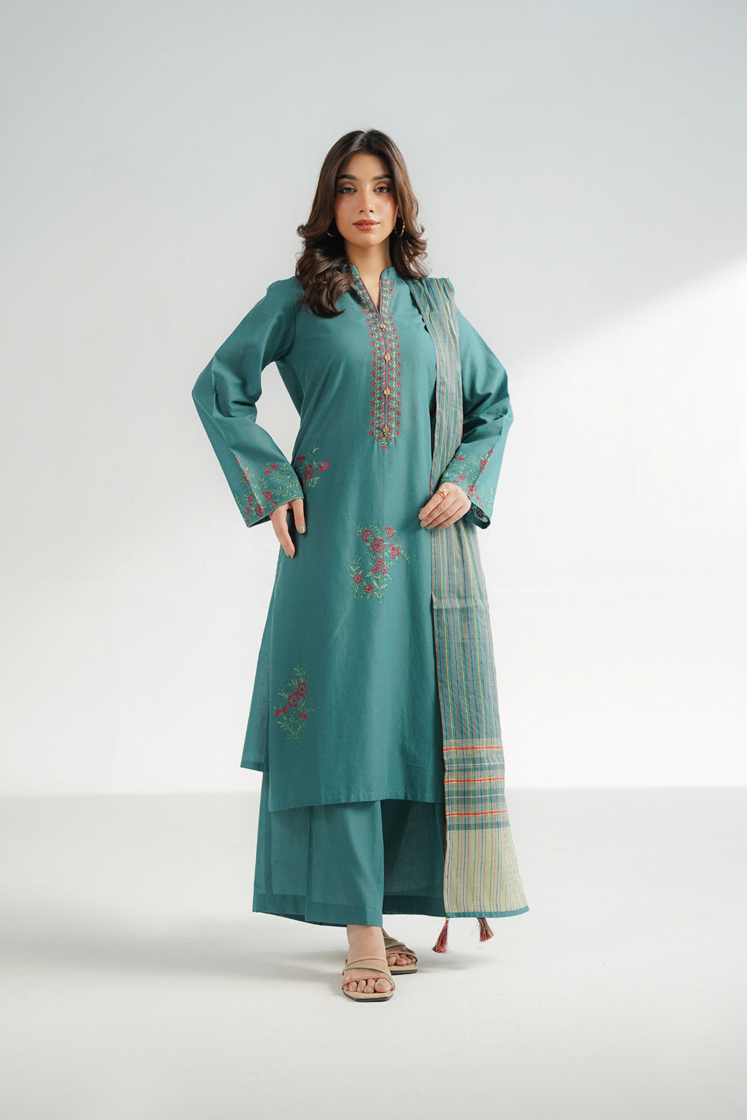 3 Piece Lawn Rip Embroidered Suit (CS0607)