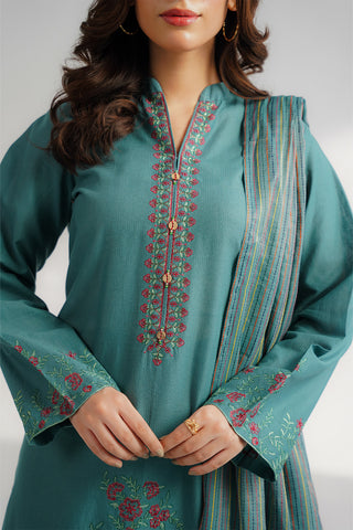 3 Piece Lawn Rip Embroidered Suit (CS0607)