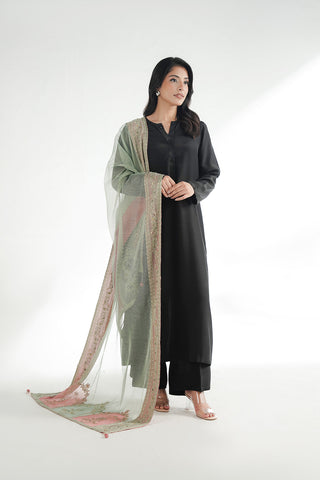 1 Piece Emboss Net Embroidered Shawl (FH0031)