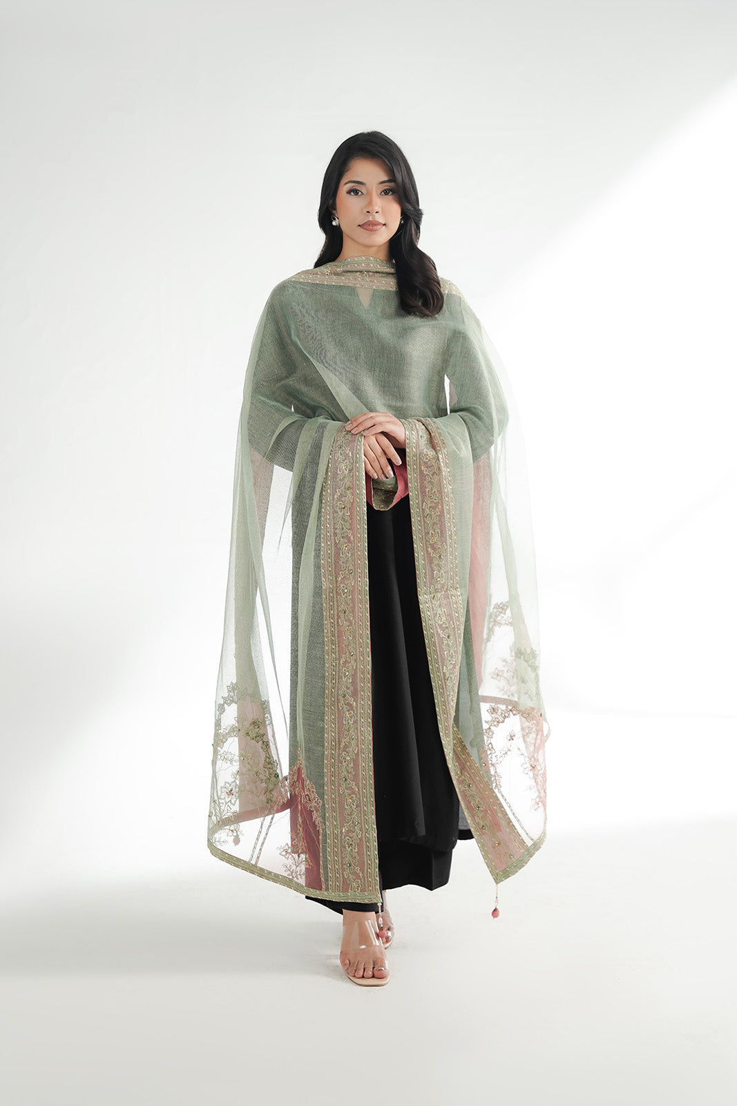 1 Piece Emboss Net Embroidered Shawl (FH0031)