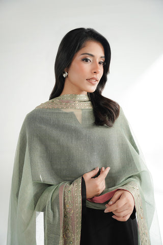 1 Piece Emboss Net Embroidered Shawl (FH0031)