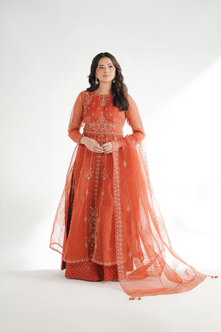 3 Piece Organza Embroidered Peshwas/Lehnga/Dupatta (FW0032)