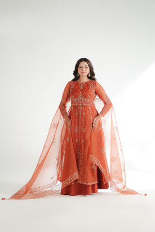 3 Piece Organza Embroidered Peshwas/Lehnga/Dupatta (FW0032)