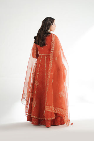 3 Piece Organza Embroidered Peshwas/Lehnga/Dupatta (FW0032)