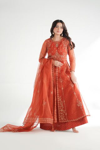 3 Piece Organza Embroidered Peshwas/Lehnga/Dupatta (FW0032)
