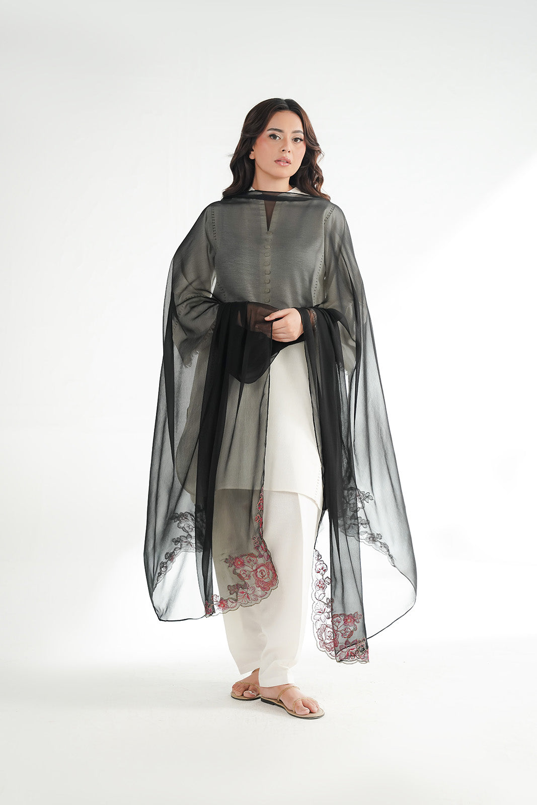 1 Piece Chiffon Embroidered Dupatta (FD0137)