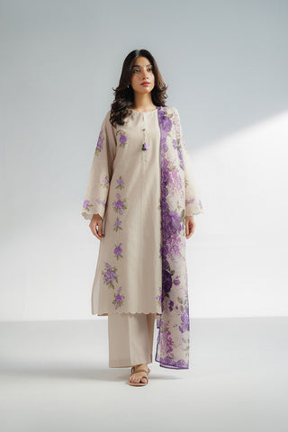 3 Piece Dobby Cotton Embroidered Suit (CS0611)