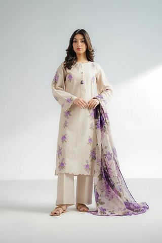 3 Piece Dobby Cotton Embroidered Suit (CS0611)