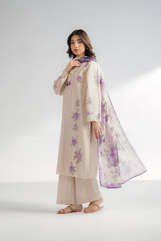 3 Piece Dobby Cotton Embroidered Suit (CS0611)