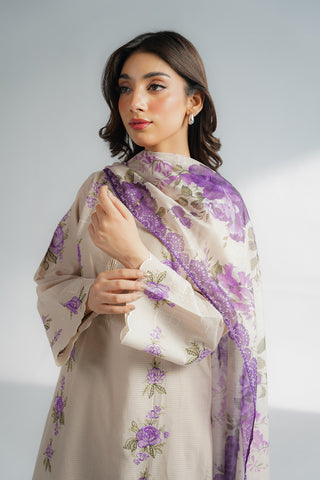 3 Piece Dobby Cotton Embroidered Suit (CS0611)