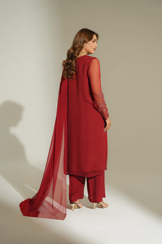 3 Piece Chiffon Embroidered Suit (FL0142)