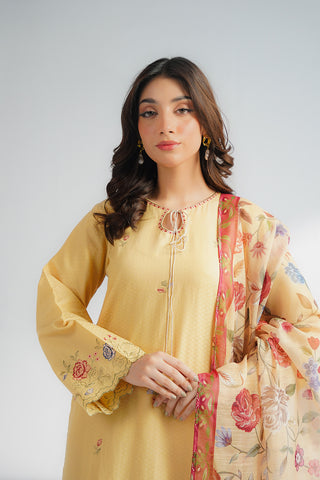 3 Piece Self Jacquard Embroidered Suit (CS0603)