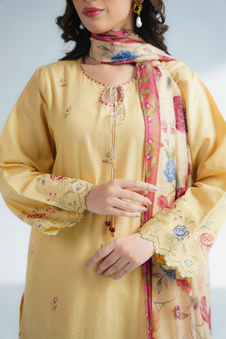 3 Piece Self Jacquard Embroidered Suit (CS0603)