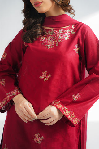 3 Piece Cotton Rip Stop Embroidered Suit (CS0620)