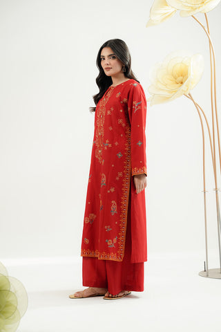 2 Piece Dobby Cotton Embroidered Suit (CS0535)