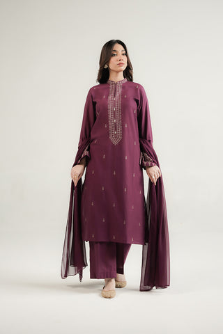 3 Piece Slub Khaddar Embroidered Suit (CP0565)
