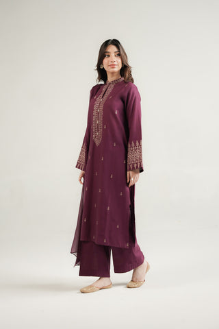 3 Piece Slub Khaddar Embroidered Suit (CP0565)