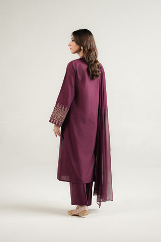 3 Piece Slub Khaddar Embroidered Suit (CP0565)