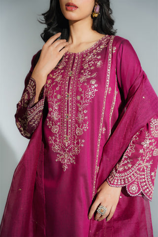 3 Piece Cotton Silk Embroidered Suit (FS0191)