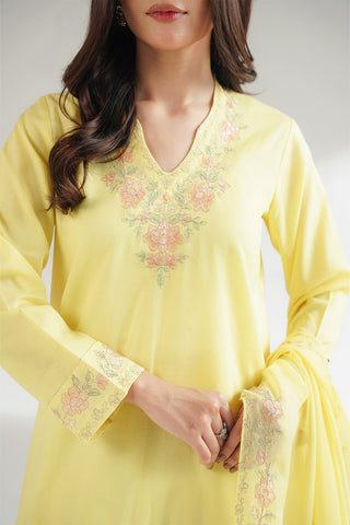 3 Piece Dobby Cotton Embroidered Suit (CS0561)