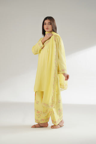 3 Piece Dobby Cotton Embroidered Suit (CS0561)