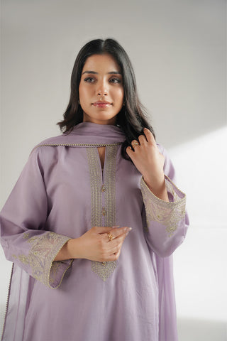 3 Piece Masoori Stripe Embroidered Suit (CS0543)