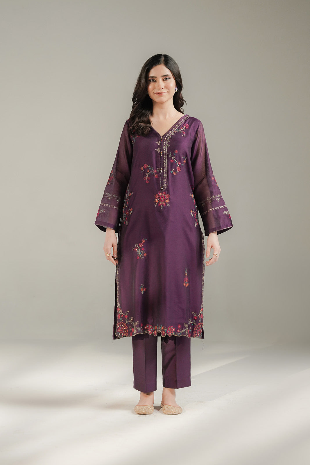 2 Piece Viscose Khaddi Net Embroidered Suit (CS0702)