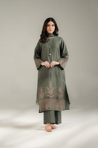 3 Piece Slub Khaddar Embroidered Suit (CS0716)