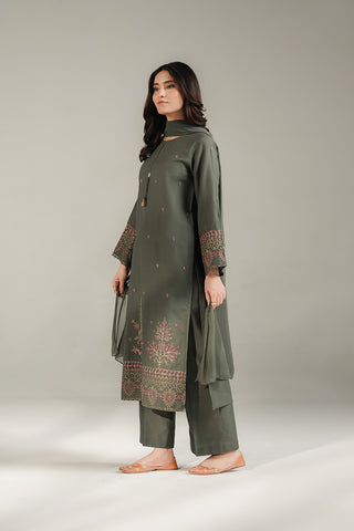 3 Piece Slub Khaddar Embroidered Suit (CS0716)
