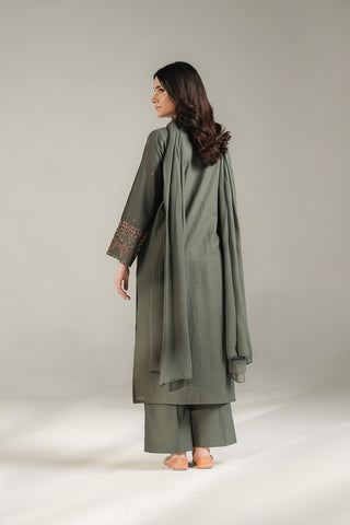 3 Piece Slub Khaddar Embroidered Suit (CS0716)