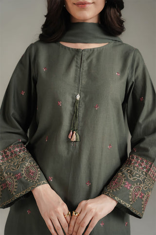3 Piece Slub Khaddar Embroidered Suit (CS0716)