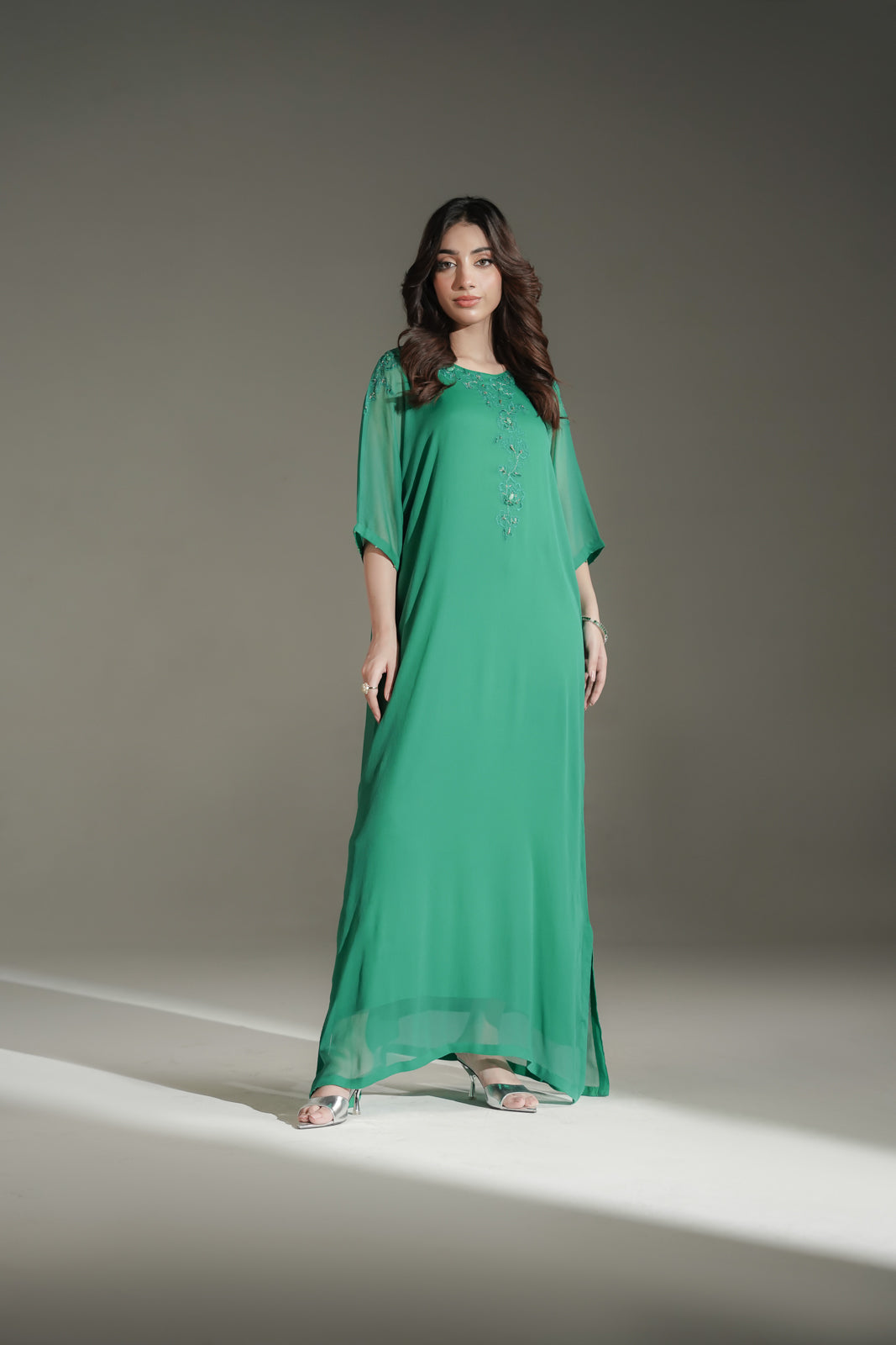 1 Piece Chiffon Embroidered Kaftan (FL0209)