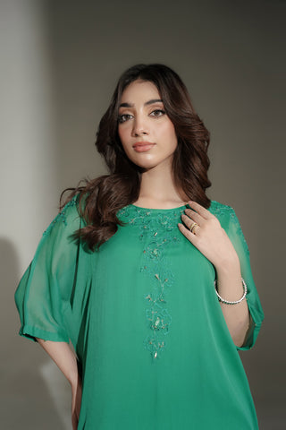 1 Piece Chiffon Embroidered Kaftan (FL0209)