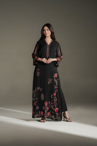 1 Piece Chiffon Embroidered Dress (FL0231)