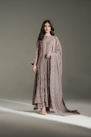 3 Piece Khaddi Net Embroidered Suit (FW0038)