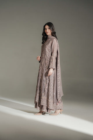3 Piece Khaddi Net Embroidered Suit (FW0038)