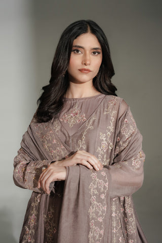 3 Piece Khaddi Net Embroidered Suit (FW0038)